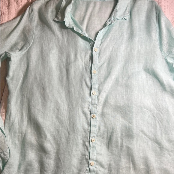 CP Shades women’s linen Aqua Long Sleeve Shirt - Picture 9 of 11